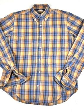 Gustin L/S Button Shirt Mens Small Multi Plaid Made In USA Cotton